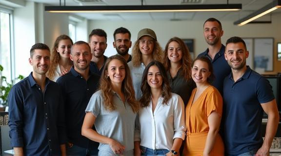 Photo de l’équipe Livraison Éclair réunie dans les locaux de Lyon