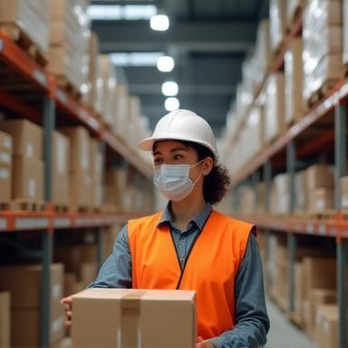 Employé préparant des commandes e-commerce dans un entrepôt