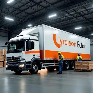 Chargement d’un palette dans un camion Livraison Éclair